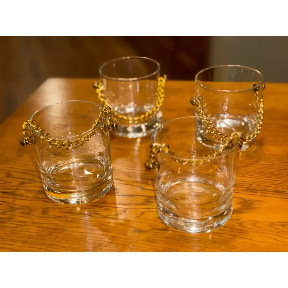 Vintage Set of 4 Booze Bucket 3” Lowball Glasses
